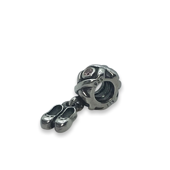 Pandora Ballerina Ballet Dancer Slippers Pink CZ Dangle Charm Style #790520PCZ - Picture 2 of 3